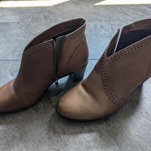 Brown leather booties